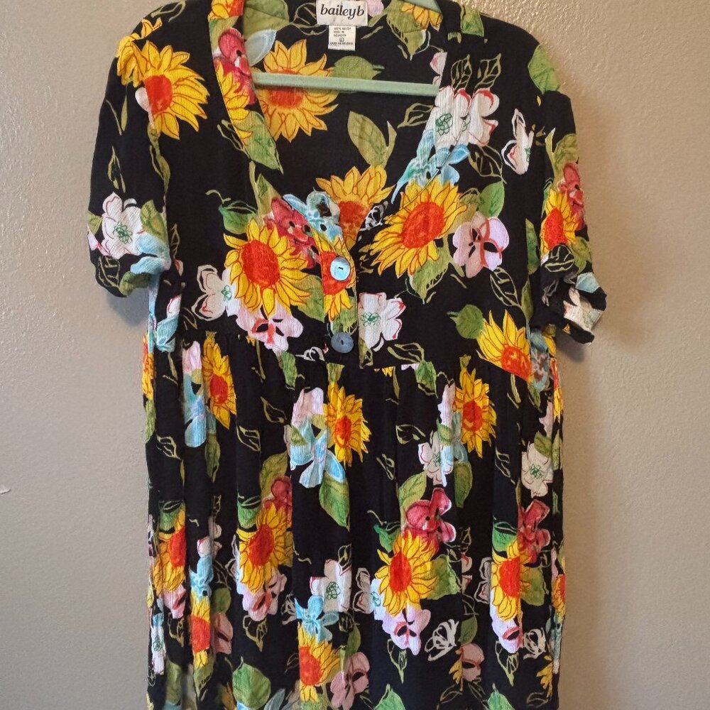 Bailey B - Sunflower Floral Babydoll Dress or Shirt - LARGE